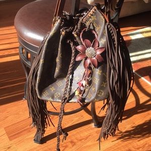 Boho Vintage Louie Vuitton Noe with fringe